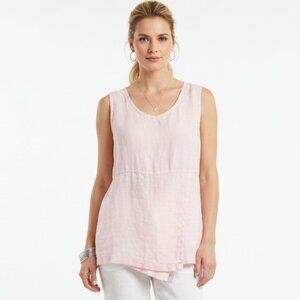Flax 100% Linen Pale Pink Short Sleeve Tunic Tank Top S